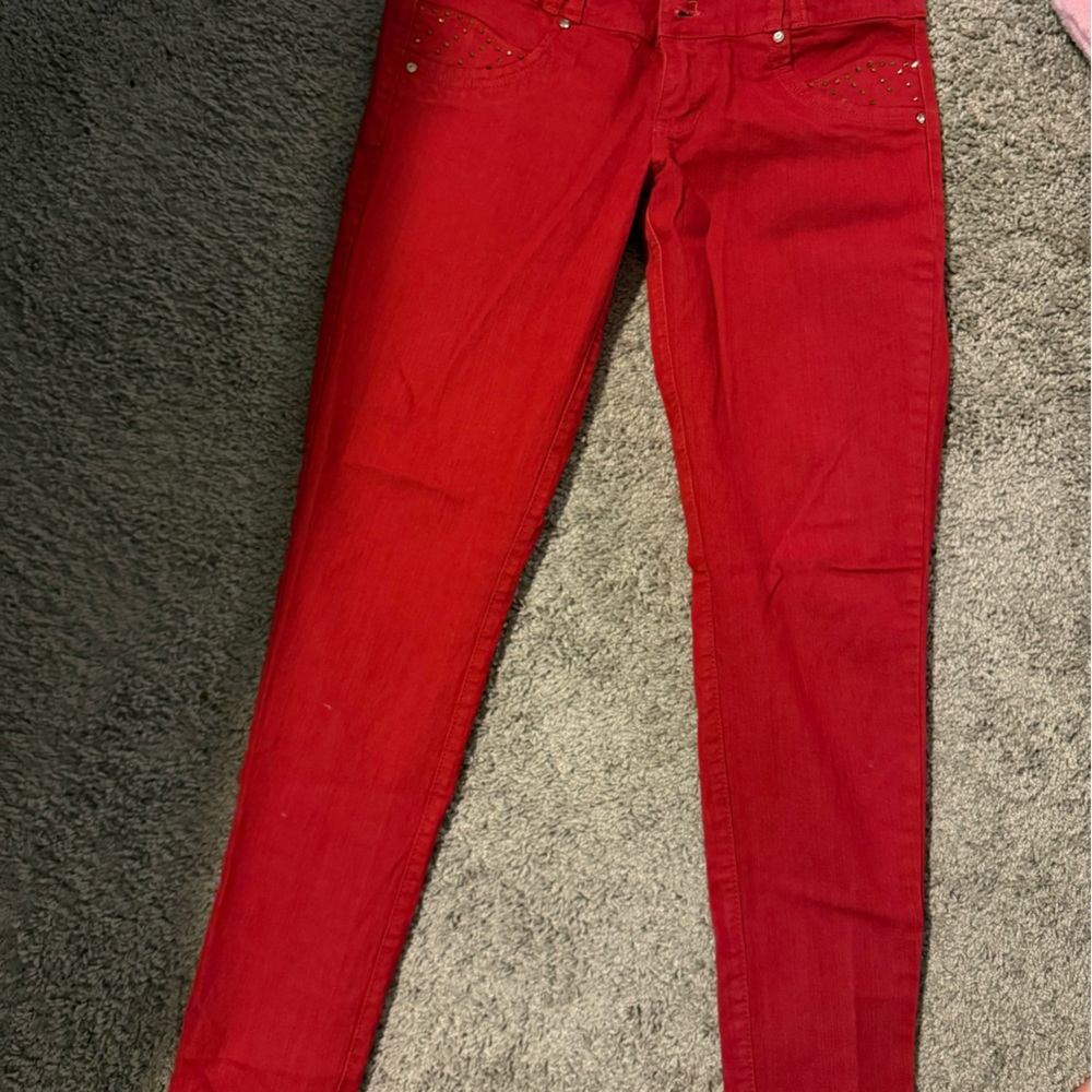 Red Skinny Jeans Vibrant Style Colombian butt lift jeans